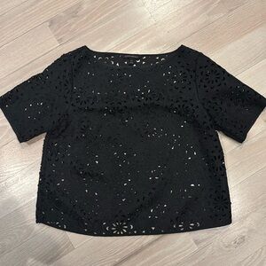 Banana republic crop laser cut brocade fabric top XS